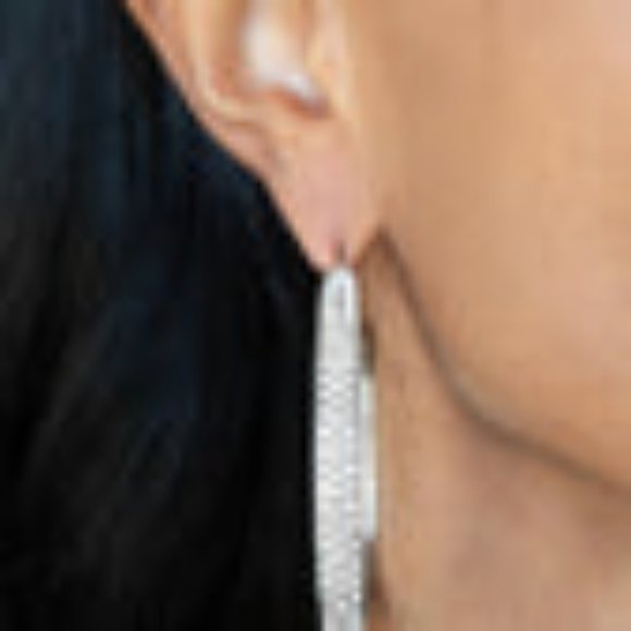 Bossy and Glossy White Hoop Earring - Picture 2 of 2
